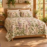 Basil blossoms pollinator garden quilt set left angle