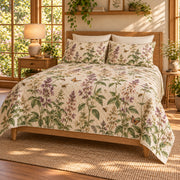 Basil blossoms pollinator garden quilt set right angle