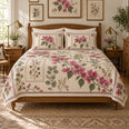 Bougainvillea Quilt Set, Vintage Botanical Bedding, Gift for Patio Gardeners