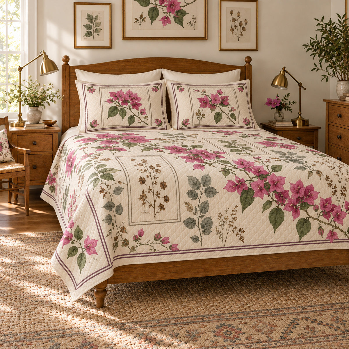 Bougainvillea quilt set left angle view