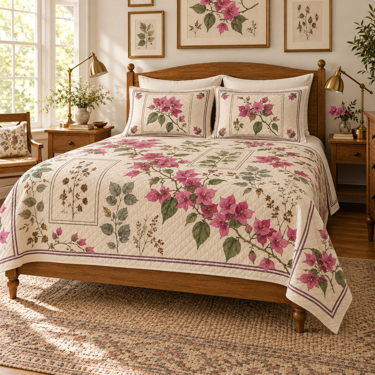 Bougainvillea quilt set right angle view