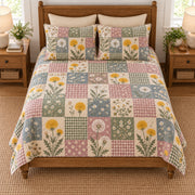 Dandelion quilt set elevated overhead view