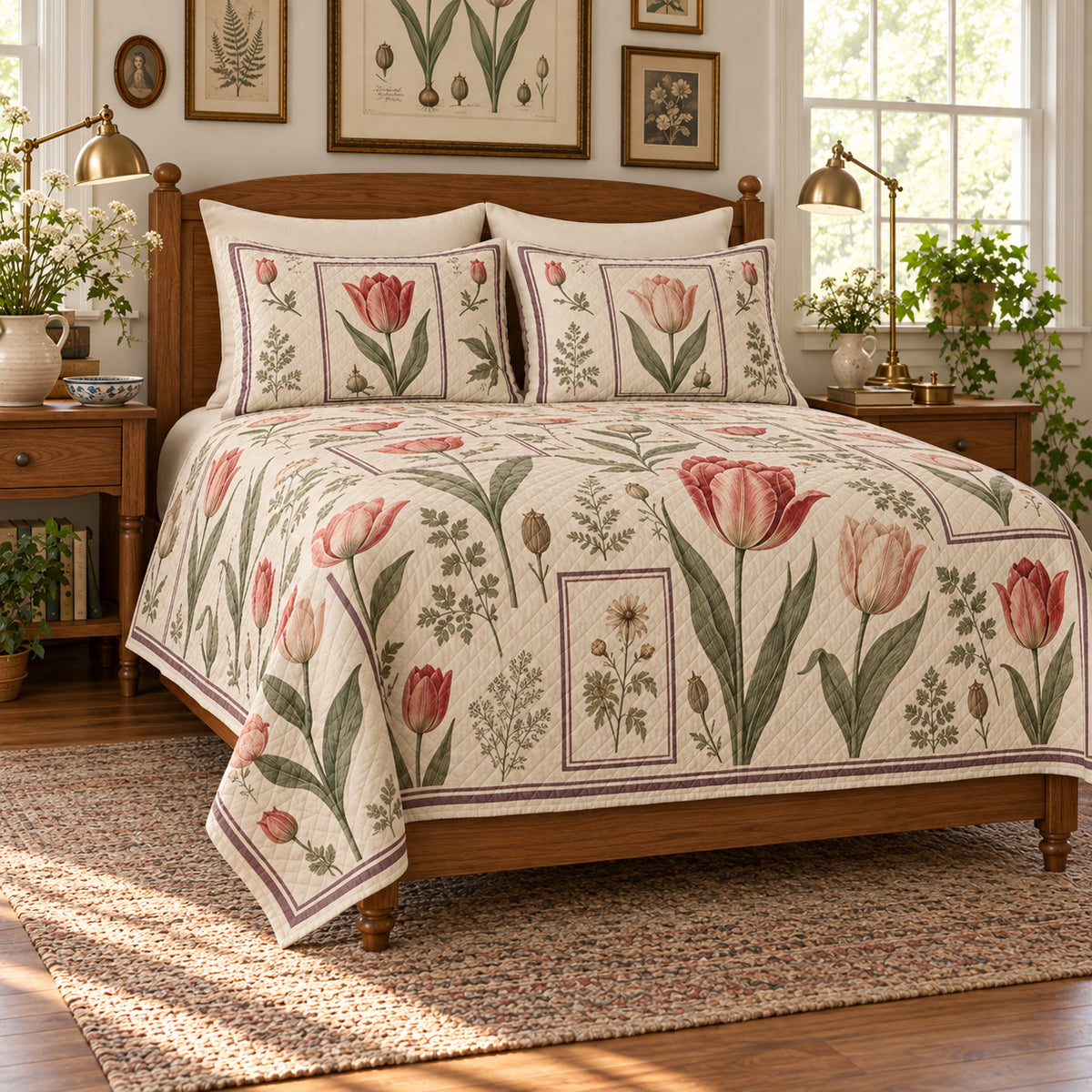 Tulip quilt set left angle view