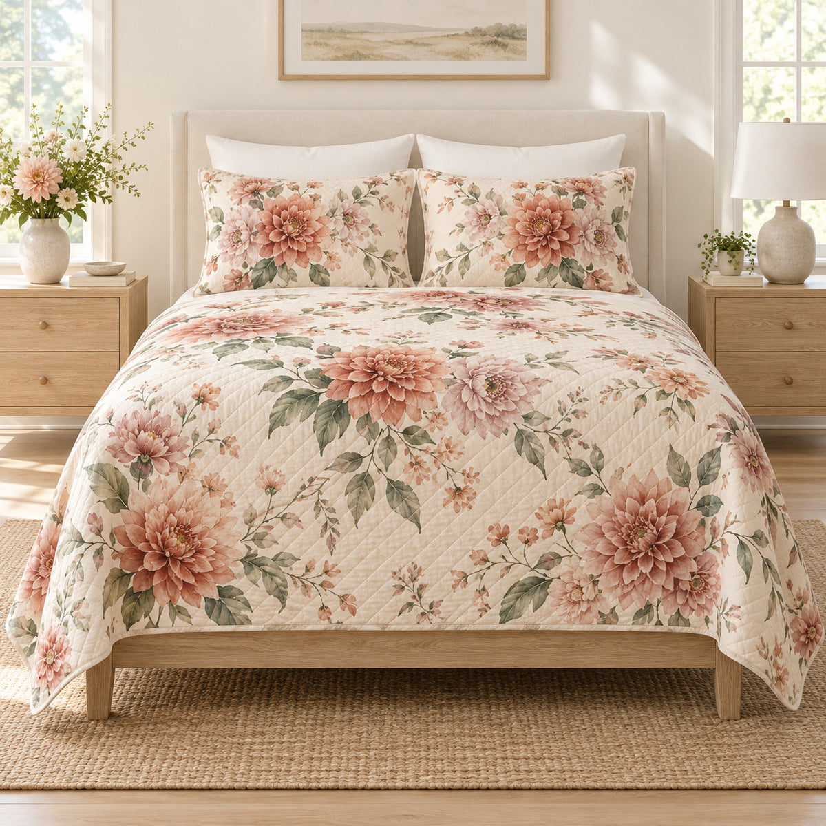 Dahlia quilt set front hero view