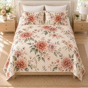 Dahlia quilt set elevated overhead view
