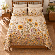 Sunflower quilt set elevated overhead view