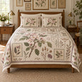 Apple Blossom Quilt Set, Vintage Herbarium Bedding, Gift for Orchard Gardeners