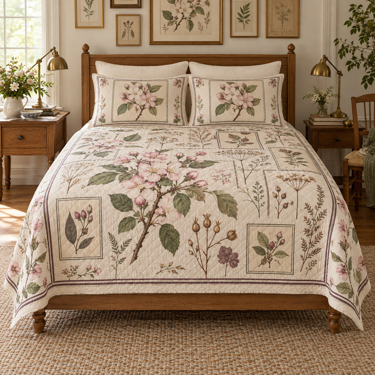 Apple blossom quilt set front hero view