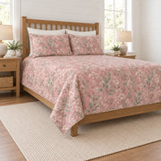 Dusty rose eucalyptus wildflower quilt set left angle