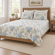 Powder blue hydrangea garden quilt set right angle