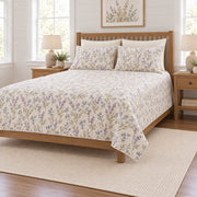 Lavender blue English meadow quilt set right angle view