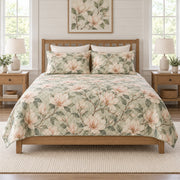 Blush magnolia misty sage quilt set front view