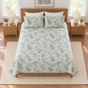 Sea glass fern jasmine quilt set elevated overhead view