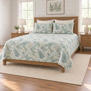 Sea glass fern jasmine quilt set right angle view