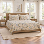 Warm sand bluebell quilt set left angle view