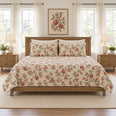 Oatmeal Pomegranate Branch Quilt Set, Botanical Bedding, Gift for Pomegranate Lovers