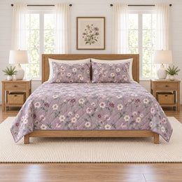 Soft Lilac Hellebore Quilt Set, Floral Bedding, Gift for Hellebore Lovers