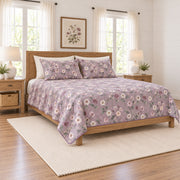Soft lilac hellebore quilt set left angle view