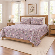Soft lilac hellebore quilt set right angle view