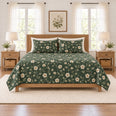 Deep Forest Anemone Vine Quilt Set, Floral Bedding, Gift for Anemone Lovers