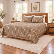 Dusty taupe mushroom and fern quilt set right angle