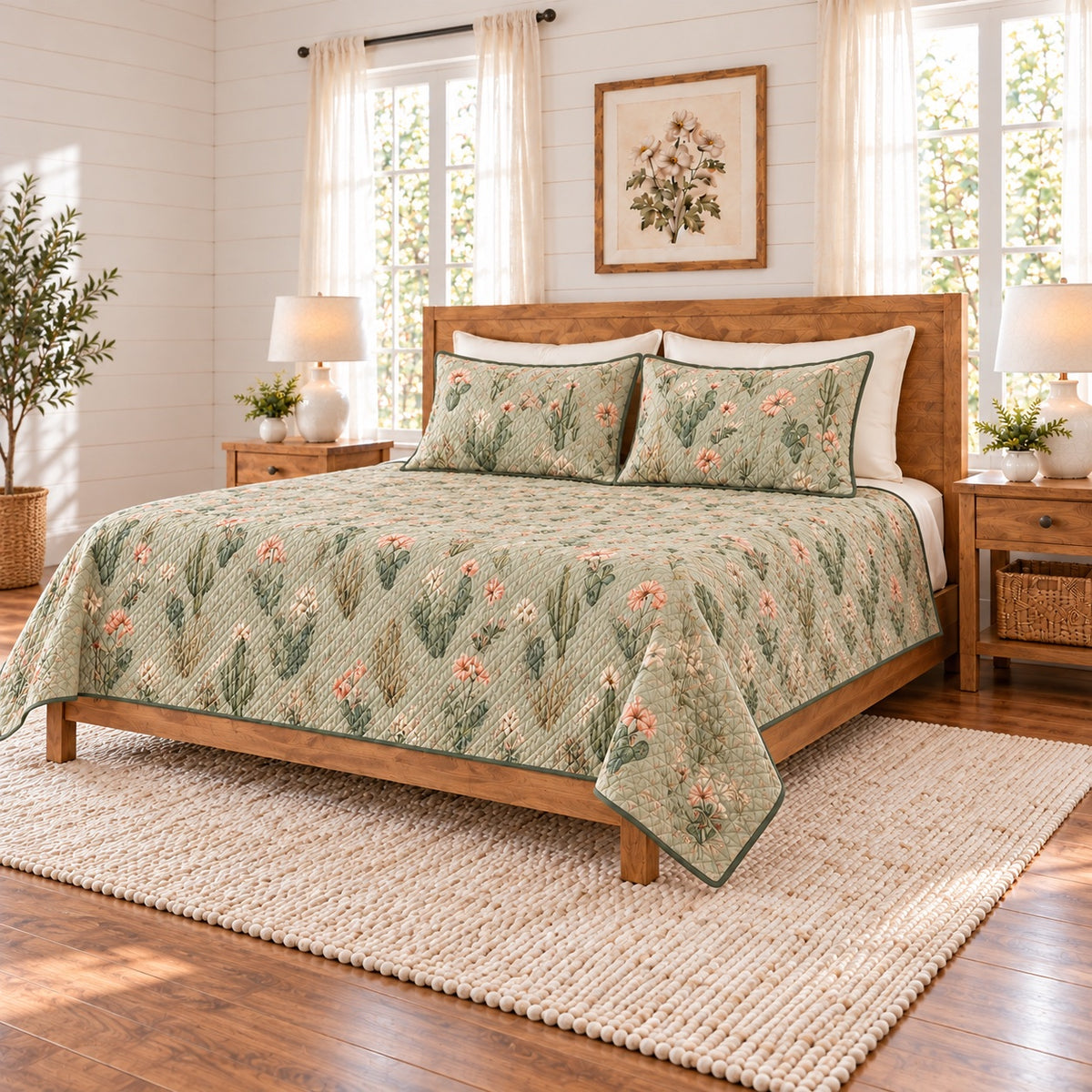 Desert sage cactus blossom quilt set right angle