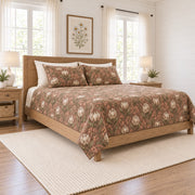 Muted clay olive protea botanical quilt set left angle