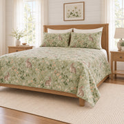 Soft sage rabbit clover meadow quilt set right angle