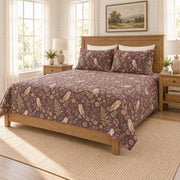 Smoky plum owl and fern quilt set right angle