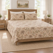 Warm sand elephant and acacia quilt set left angle