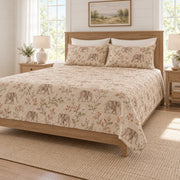 Warm sand elephant and acacia quilt set right angle