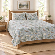 Misty blue river otter and fern quilt set left angle