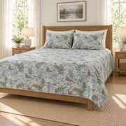 Misty blue river otter and fern quilt set right angle
