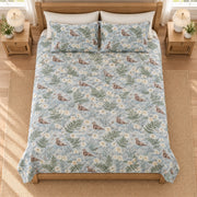 Misty blue river otter and fern quilt set overhead view