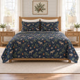 Smoky Navy Moose & Pinecone Quilt Set, Gift for Moose and Cabin Decor Fans
