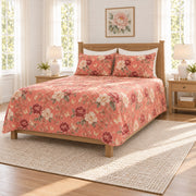 Soft coral butterfly and peony quilt set right angle