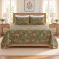 Muted Olive Highland Cow & Thistle Quilt Set, Gift for Highland Cow Fans