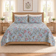 Dusty Blue Hummingbird & Fuchsia Quilt Set, Gift for Hummingbird and Fuchsia Lovers