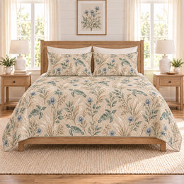 Warm Sand Sea Turtle & Sea Holly Quilt Set, Gift for Turtle and Coastal Decor Fans