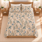 Warm sand sea turtle and sea holly quilt set overhead view