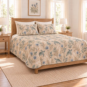 Warm sand sea turtle and sea holly quilt set left angle