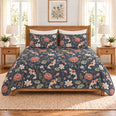 Muted Navy Koi & Chrysanthemum Quilt Set, Gift for Koi Keepers and Gardeners