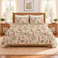 Warm Oatmeal Hedgehog & Foxglove Quilt Set, Gift for Hedgehog and Flower Lovers