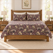 Smoky plum European badger and primrose quilt set front view