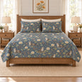 Dusty Denim River Otter & Water Lily Quilt Set, Gift for Otter Fans