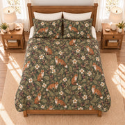 Deep sage fox and blackberry quilt set overhead view