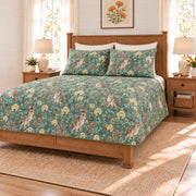 Seafoam meadow rabbit and clover quilt set right angle
