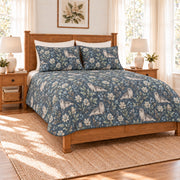 Stormy blue harbor seal and sea holly quilt set left angle