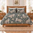 Dusty Teal Snow Leopard & Edelweiss Quilt Set, Gift for Snow Leopard and Edelweiss Fans