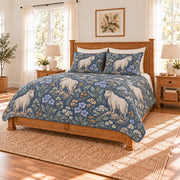Dusty indigo mountain goat and gentian quilt set right angle